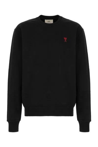 Ami Alexandre Mattiussi Ami De Coeur Logo-embroidered Pullover Sweatshirt In Black