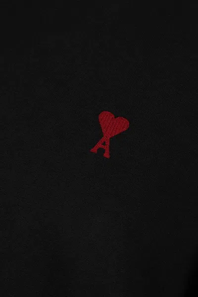 Ami Alexandre Mattiussi Ami De Coeur Logo-embroidered Pullover Sweatshirt In Black