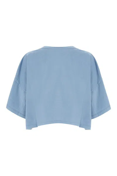 Chloé Women Light Blue Jersey Cropped Logo T-shirt In Blue