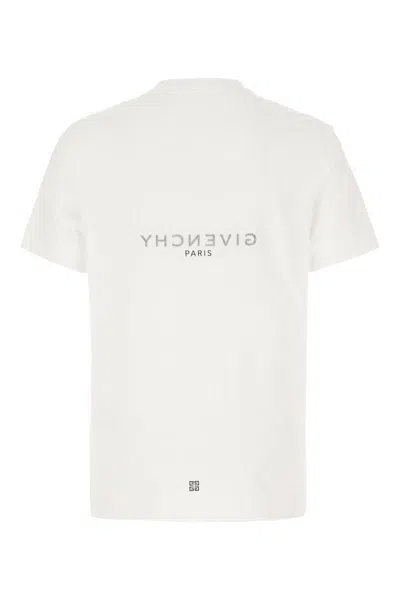 Givenchy White Crewneck T-shirt With Logo Print In Cotton Man In White