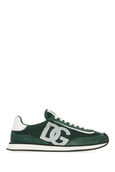 Dolce & Gabbana Multicolor Suede And Mesh Dg Aria Sneakers In Green