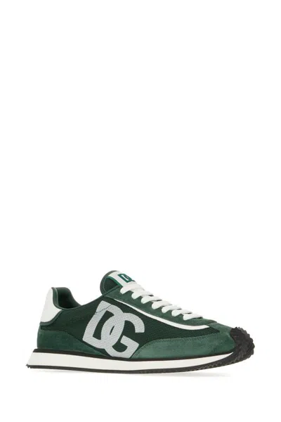 Dolce & Gabbana Multicolor Suede And Mesh Dg Aria Sneakers In Green