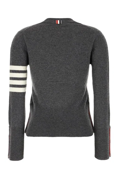 Thom Browne Cashmere Cardigan With Ribbed Texture And Button Detailing In Gray