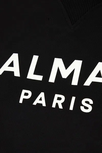 Balmain Black Cotton Sweatshirts In Black