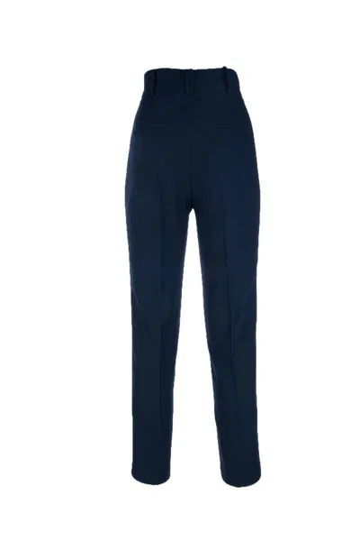 Hebe Studio High Waist Tapered Leg Trousers With Belt Loops And Back Pockets In Blue