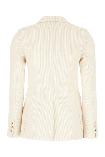 Post Scriptum Stripe-pattern Double-breasted Blazer In Neutral