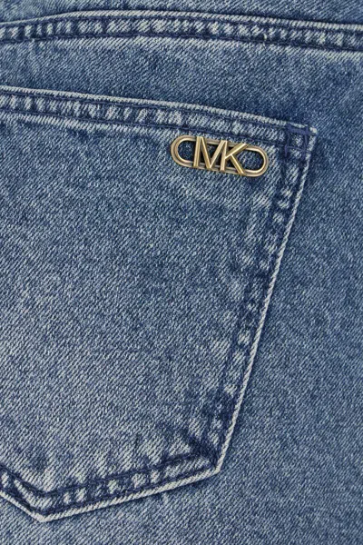 Michael Kors Frayed Denim Mini Skirt In Blue