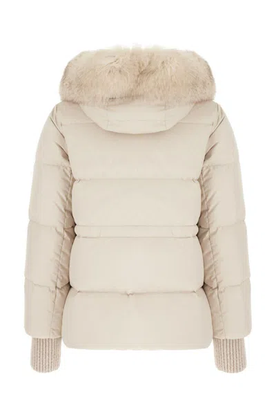 Moorer Quilted Jacket With Removable Fur Hood In Neutral