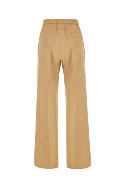 Weekend Max Mara Beige Stretch Polyester Blend Pants In Brown