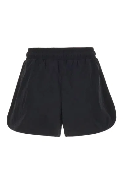 Off-white Ribbed Waist Drawstring Shorts With Mesh Insert In Black