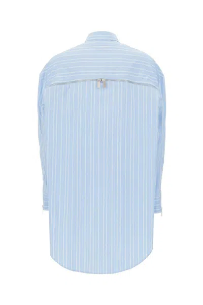 Off-white Embroidered Poplin Shirt Dress In Blue