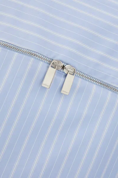 Off-white Embroidered Poplin Shirt Dress In Blue