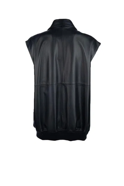 Fabiana Filippi Collared Sleeveless Jacket Front Pockets In Black