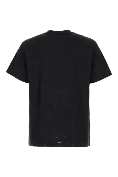 Purple Brand Black Crewneck T-shirt With Logo Lettering On The Front In Cotton Man In Black