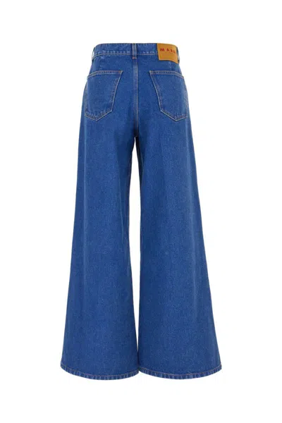 Marni Logo-embroidered Five-pocket Wide-leg Denim Jeans
