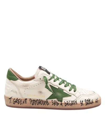 Golden Goose Ball Star Distressed Finish Leather Sneaker With Graffiti Print Shoes