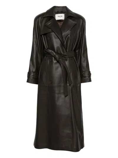 Ducie Double-breasted Belted Leather Coat