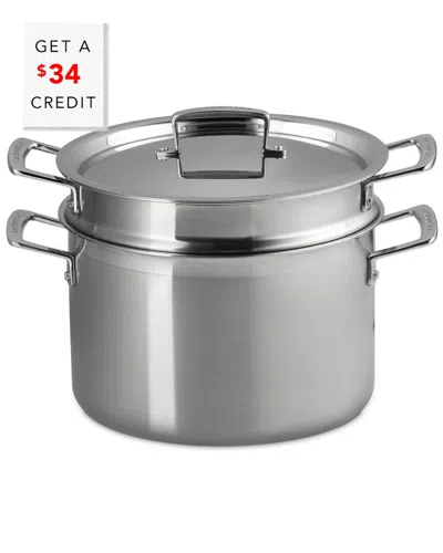 Le Creuset Classic Pasta Pot With Colander Insert With $34 Credit In Metallic