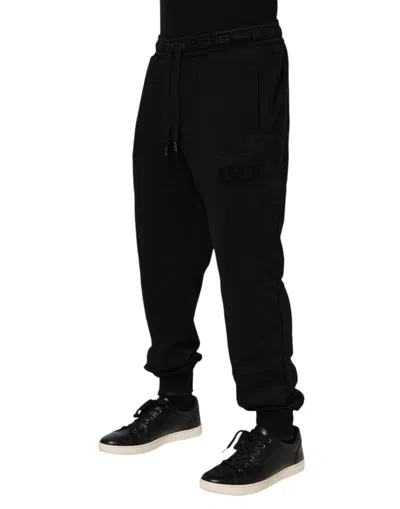 Dolce & Gabbana Black Leopard Slim Fit Jogger Men's Pants In Black