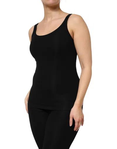 Pre-owned Dolce & Gabbana Black Cotton Stretch Sleeveless Women Tank Women's Top ()
