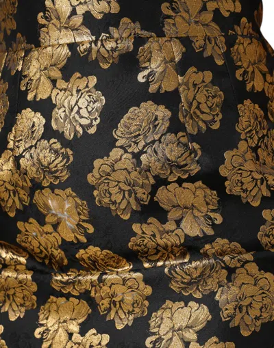 Dolce & Gabbana Black Gold Floral Print Jacquard Mini Women's Skirt