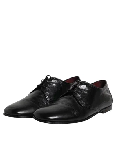 Dolce & Gabbana Black Leather Lace Up Derby Dress Formal Men's Shoes In Black