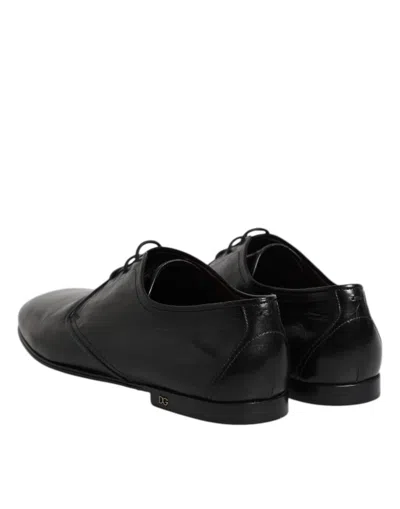 Dolce & Gabbana Black Leather Lace Up Derby Dress Formal Men's Shoes In Black