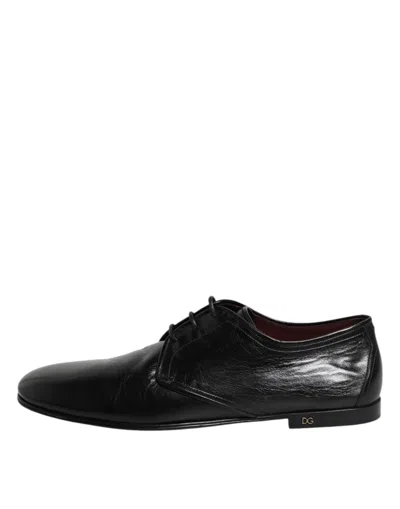 Dolce & Gabbana Black Leather Lace Up Derby Dress Formal Men's Shoes In Black
