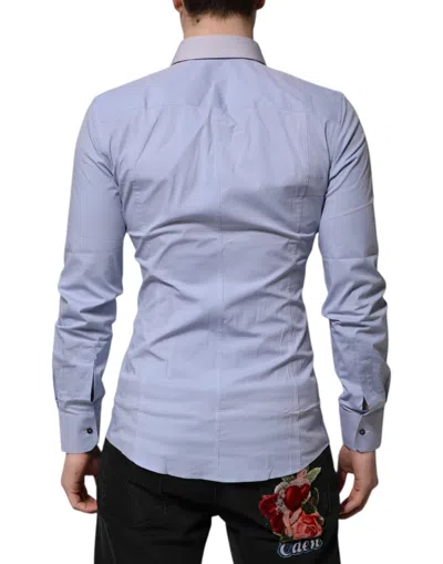 Pre-owned Dolce & Gabbana Blue Cotton Sicilia Long Sleeves Dress Men's Shirt ()