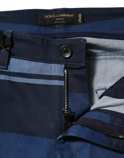 Dolce & Gabbana Blue Striped Cotton Stretch Denim Women's Jeans