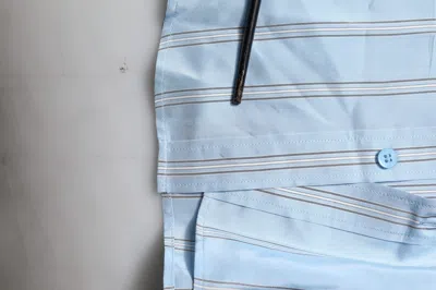 Pre-owned Dolce & Gabbana Blue Striped Martini Long Sleeve Dress Men's Shirt ()