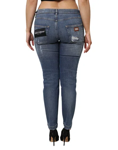 Dolce & Gabbana Blue Pretty Tattered Skinny Denim Jeans In Blue