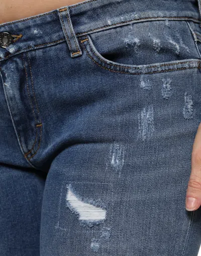 Dolce & Gabbana Blue Pretty Tattered Skinny Denim Jeans In Blue