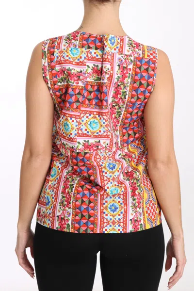 Dolce & Gabbana Carretto Print Pure Cotton Tank Women's Top