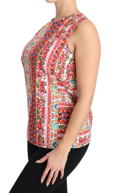 Dolce & Gabbana Carretto Print Pure Cotton Tank Women's Top