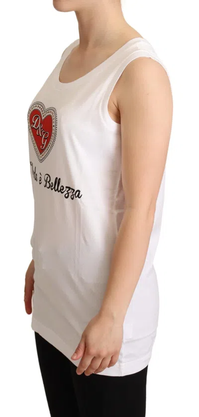 Dolce & Gabbana White La Moda Crystal Tank Top T-shirt In White