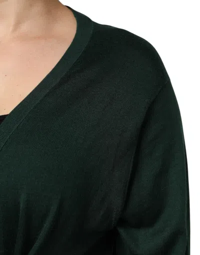 Dolce & Gabbana Dark Green Cashmere Silk Cardigan Women's Sweater