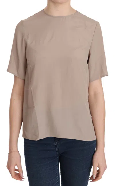 Dolce & Gabbana Elegant Beige Silk Blend Crew Neck Women's Blouse