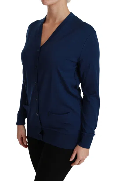 Dolce & Gabbana Elegant Blue Virgin Wool Women's Cardigan