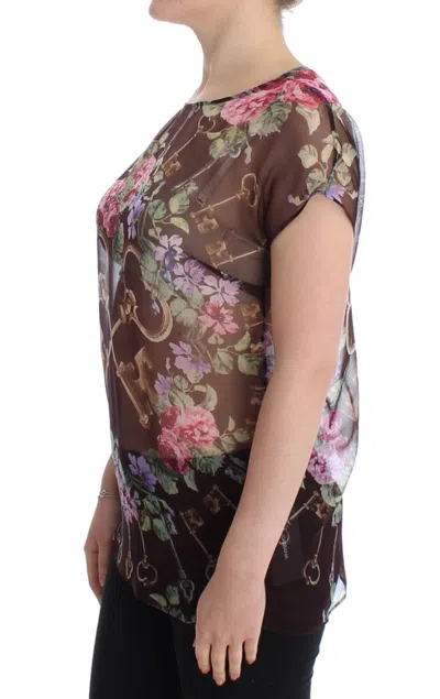 Dolce & Gabbana Elegant Floral Silk Blouse With Cap Women's Sleeves