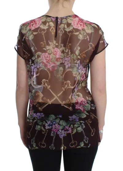 Dolce & Gabbana Elegant Floral Silk Blouse With Cap Women's Sleeves