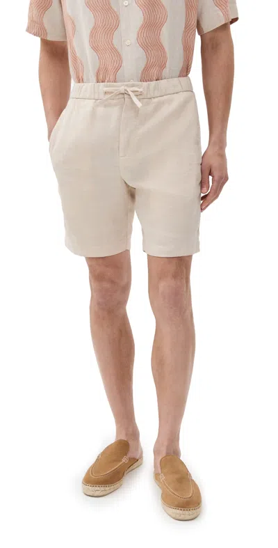 Frescobol Carioca Felipe Linen Shorts Sand In Neutral