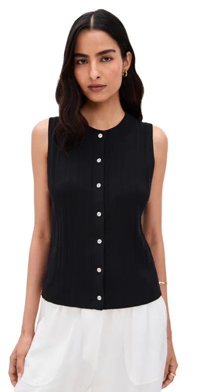 Vince Button Up Sweater Shell Black