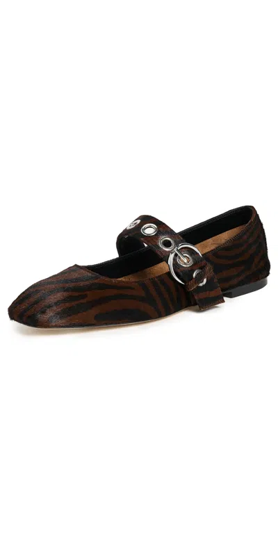 Aeyde Uma Eyelet Zebra Ponyhair Moka Flats Moka