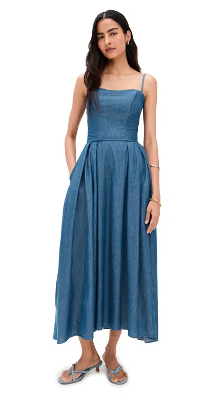 Azeeza Ezra Midi Dress Denim In Blue