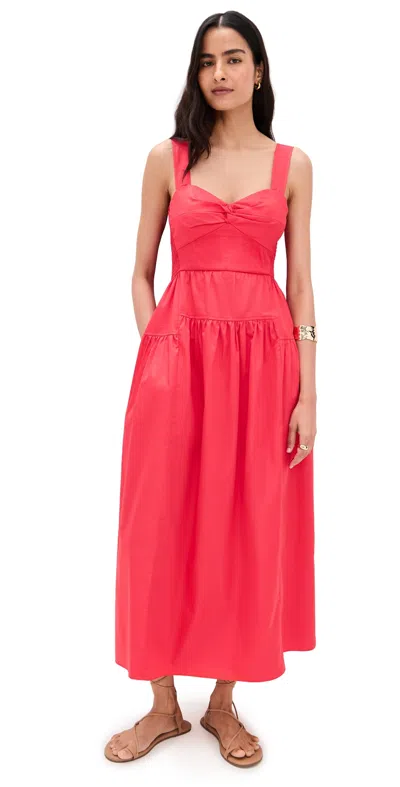 La Ligne Gathered Cotton-poplin Midi Dress