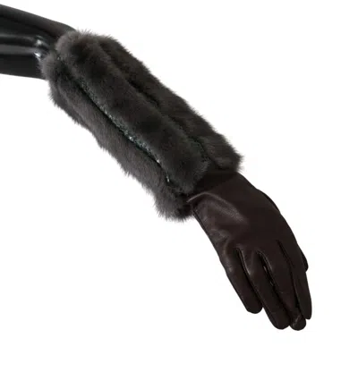 Dolce & Gabbana Elegant Mid-arm Leather Gloves In Women's Brown