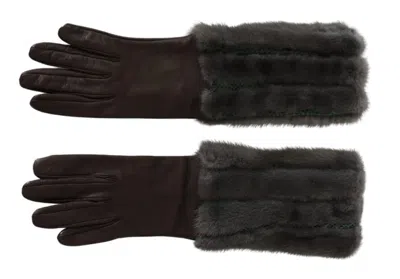 Dolce & Gabbana Elegant Mid-arm Leather Gloves In Women's Brown