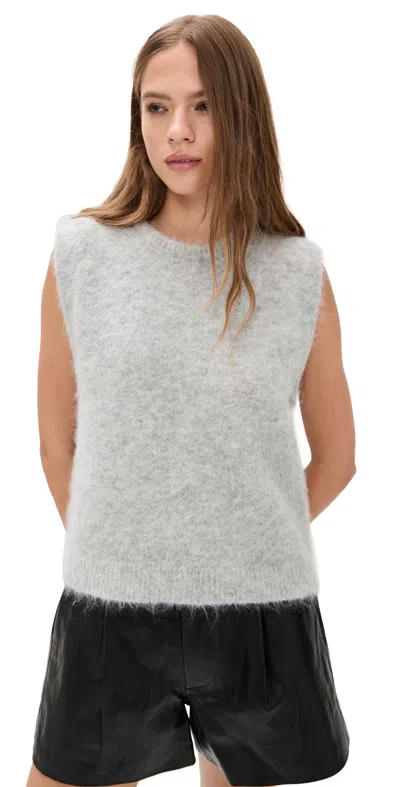 R13 Deep Armhole Vest Light Heather Grey In White