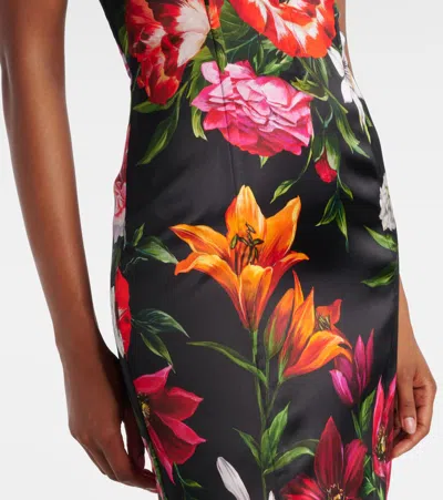 Dolce & Gabbana Anemone Floral Satin Bustier Dress In Multi